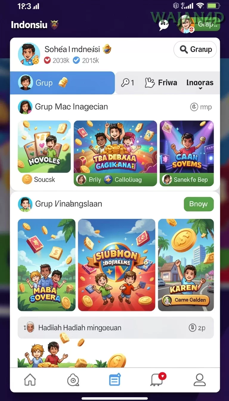 Cuplikan layar PLAYWIN — menu navigasi