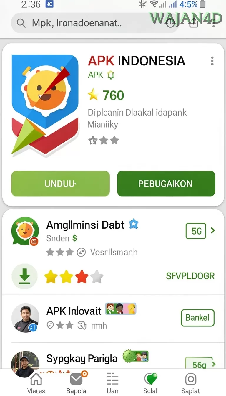 Cuplikan layar INOVA77 — aktivitas